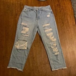 High wasted ripped jeans